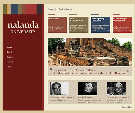 screen shot of the website nalandauniversity.org