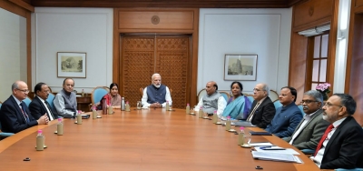 "New Delhi: Prime Minister Narendra Modi chairs a meeting of Cabinet Committee on Security (CCS) in New Delhi on Feb 26, 2019. Also seen Union Finance Minister Arun Jaitley, External Affairs Sushma Swaraj, Union Home Minister Rajnath Singh, Defence Minister Nirmala Sitharaman and  NSA Ajit Doval. 